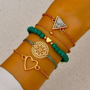 5pcs Heart & Triangle Decor Bracelet